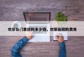 欢乐谷门票团购多少钱，欢乐谷团购费用