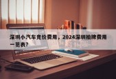 深圳小汽车竞价费用，2024深圳拍牌费用一览表？