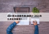 2023年北京限号表(最新)？2021年三月北京限号？