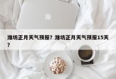 潍坊正月天气预报？潍坊正月天气预报15天？