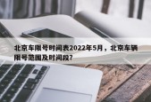 北京车限号时间表2022年5月，北京车辆限号范围及时间段？