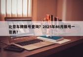 北京车牌限号查询？2025年46月限号一览表？