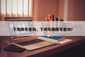 下周限号查询，下周车辆限号查询？
